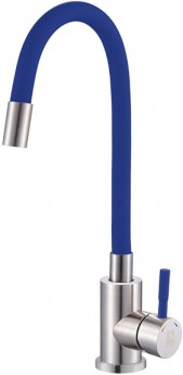 ARGO "ARGO" Смеситель для кухни набортный, SOLID синий, пластичный излив, однорычажный, d-35, нержавеющая сталь, монтаж - гайка, гибкая подводка 50 см